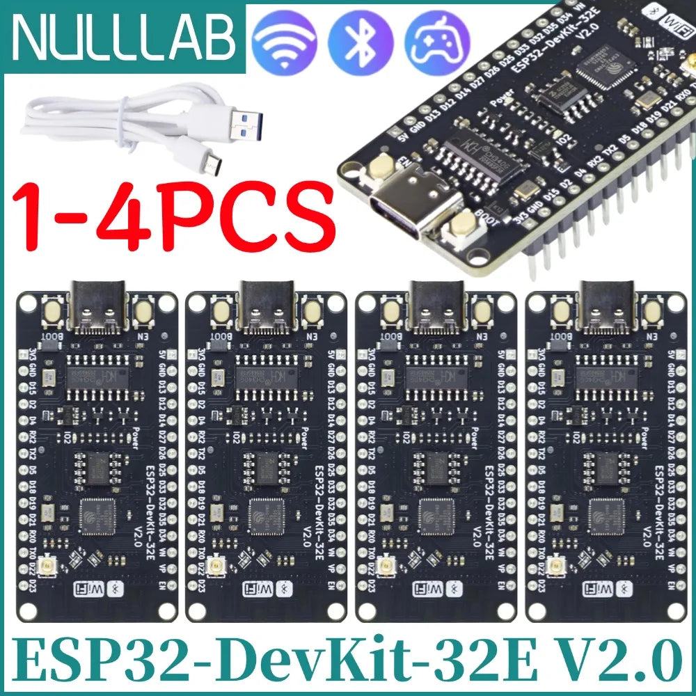 Upgraded ESP32 Development Board with USB-C Port, Equipped ESP32-D0WD-V3 Chip and 4MB Flash, 2.4GHz WiFi + BLE & Classic Bluetoo