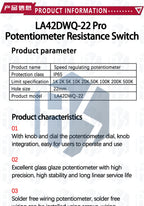 LA42DWQ-22-Pro 1K 2K 5K 10K 20K 50K 100k 200k 500K  22mm Diameter Pots Rotary Potentiometer Resistance Switch for arduino