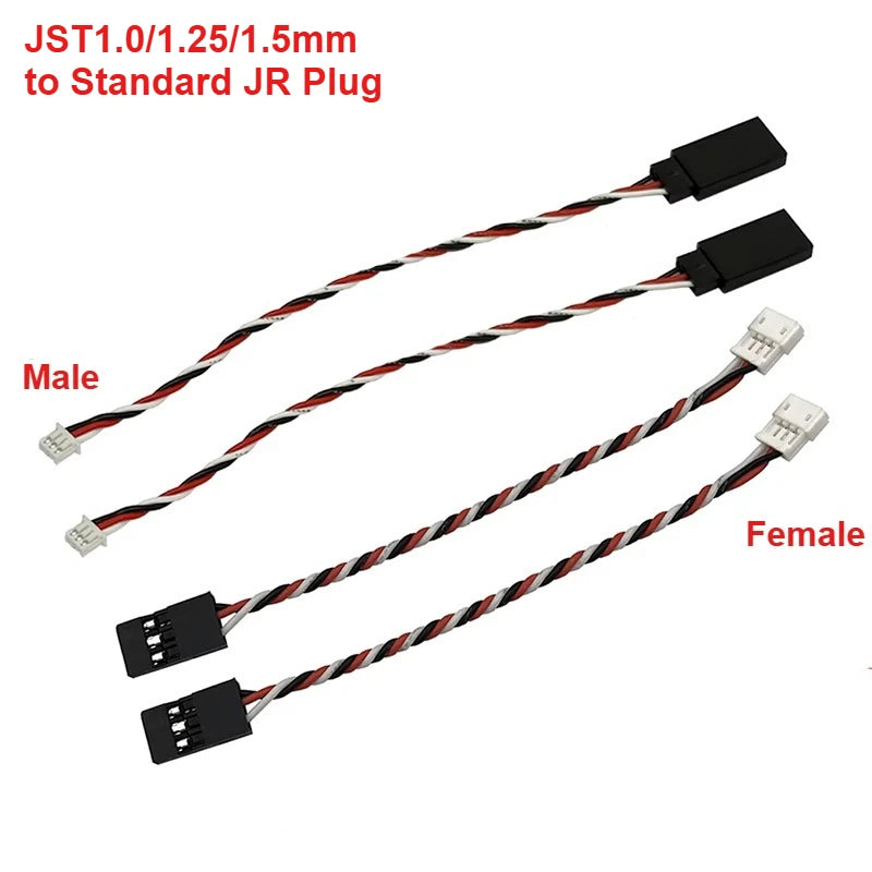 4PCS 1.5mm 1.0mm 1.25mm3Pins Male Female and JR Style for Mini Receiver Servo Wire Plug Converter