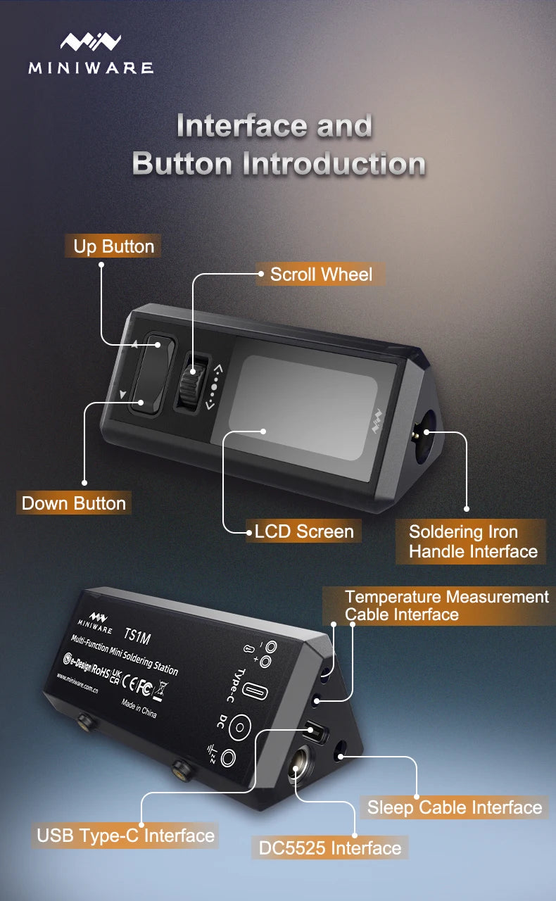 MINIWARE TS1M Mini Soldering Station PD 3.1 28V 140W Compatible with 245 Handle & 210 Portable Digital Soldering Iron Repair
