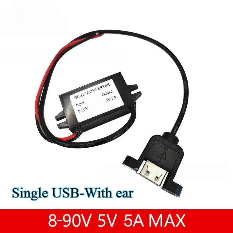 8-90V 12V 24V 48V 60V 72V 90V to 5V 5A 25WDC DC Step Down Converter Type-C Micro USB Buck Power Supply for Mobile Phone Charging
