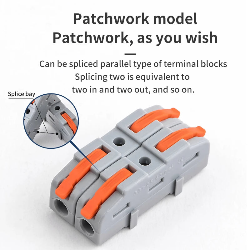 10/20/50pcs Universal Lever Wire Connector Electrical Compact Splicing 1 to 1 Inline Assemblable Terminals Quick Connection