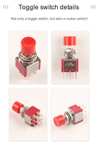 5PCS 3Pin C-NO-NC Reset Latching Toggle Switch Automatic return Push Button (ON)-OFF 5A125V/2A250V 6mm Mini Toggle Switches