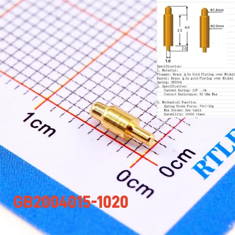 10pcs Spring-Loaded Connector through Hole PCB Height 3 4 5 6 7 8 9 to 20.5 mm Spring Header Pogo Pins 12V 2A Gold Plated