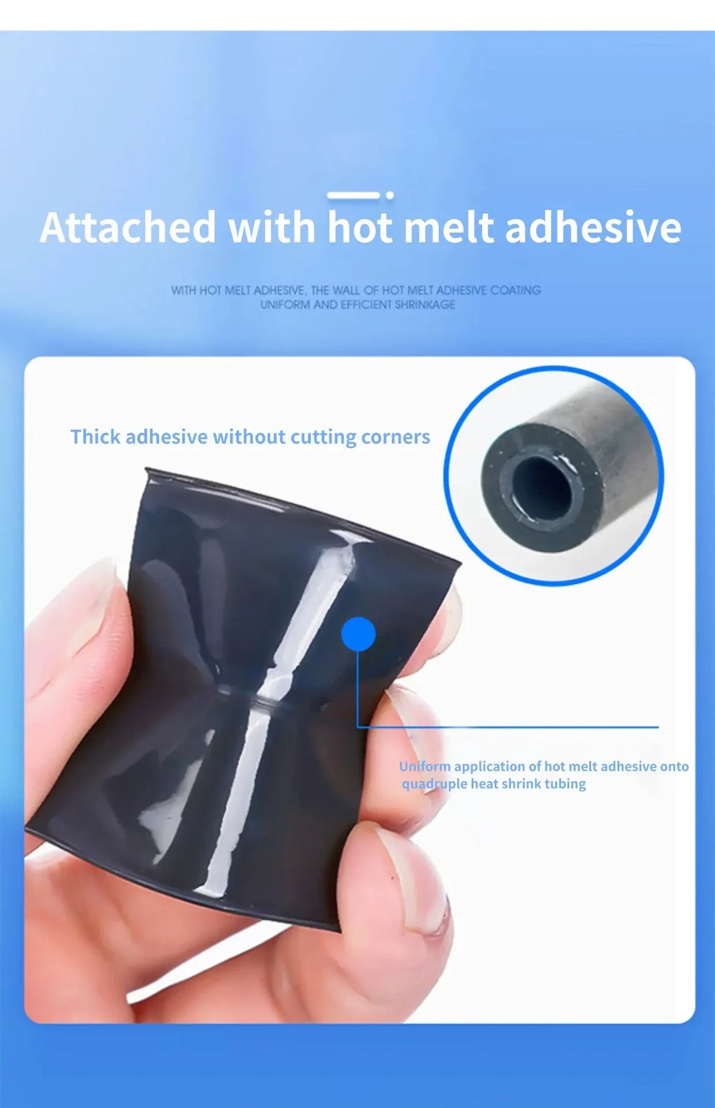 1M/5M 4:1 Black Heat Shrink Tube With Glue Thermoretractile Heat Shrinkable Tubing Dual Wall 4 6 8 12 16 18 20 24 32 36 40 52 72