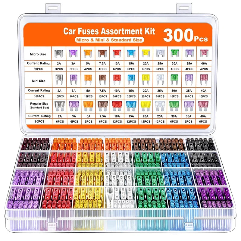 Car Fuses Assorted Kit Mini Standard Micro with Box 180Pcs 300Pcs