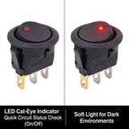 12V LED Boat Switch with Light Car Truck Rocker Switch on/Off Control SPST 3 Pin 2 Position for Marine Auto 1/3/12pcs