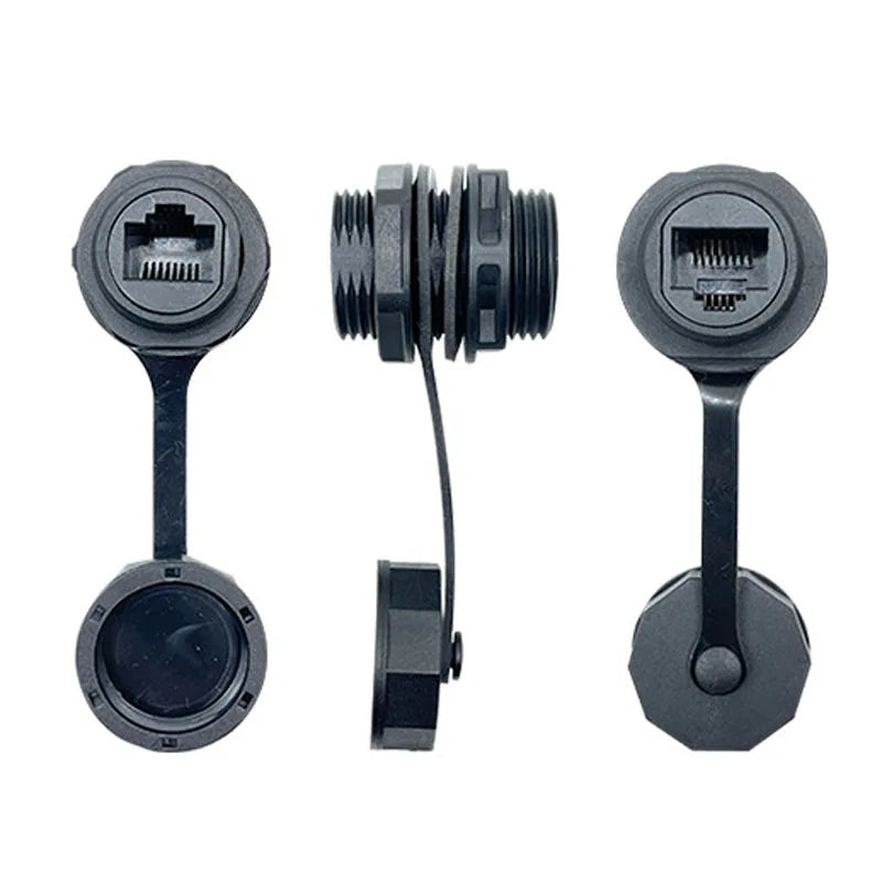 Waterproof RJ45 Ethernet Connector M21 RJ45 Communication Socket Through Wall Installation 8P8C Straight Through Network Plug