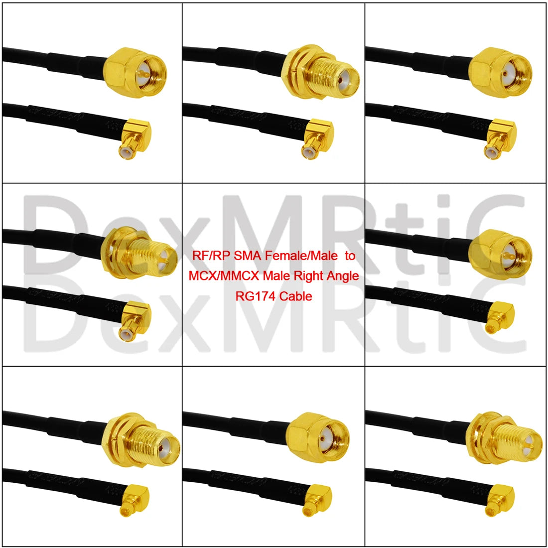 New SMA Male Female Jack  Nut  /RP SMA Switch MCX/MMCX  Male Plug Right Angle Pigtail Cable RG174 Wireless Modem Extension