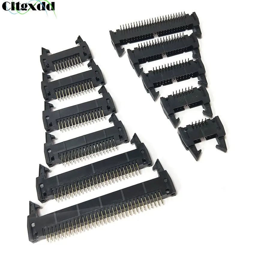 10pcs DC2 10/14/16/20/26/34/40/50/64 Pin 2.54mm Pitch Male Socker Straight/Right Angle IDC Box Headers Connector For FC Cable