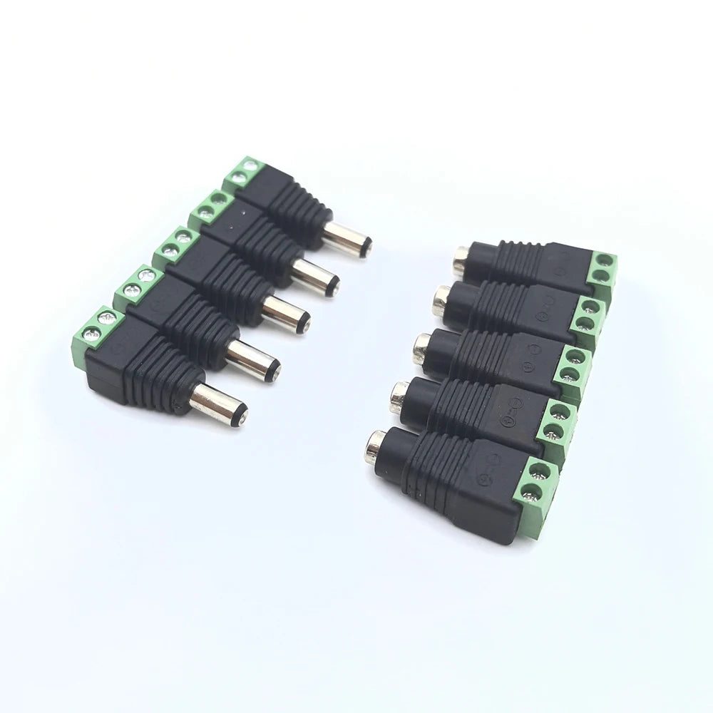 Male Female Socket Barrel Adapter 12V DC Power Connector Plug Jack for CCTV Camera LED Strip Supply Terminal 2.1mm x 5.5mm