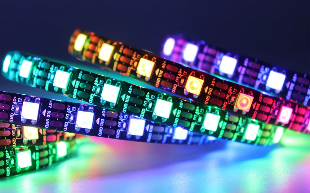 WS2812B Individually Addressable Led Strip 1-5M 30/60/74/96/144leds/m WS2812 5050 RGBIC Smart Pixels Led Light IP30/65/67 DC5V