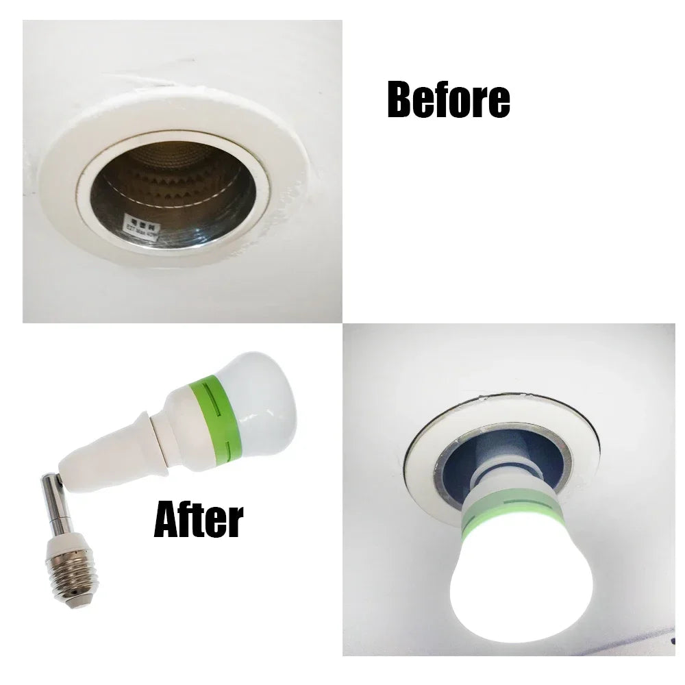 1pc E27 to E27, B22 to E27 Extender Screw E26 Bulb Holder Adapter Rotatable Bendable CFL LED Light Socket Converter