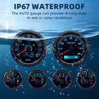 6 Gauge Set 85mm GPS Speedometer Tachometer 52mm Water Temp Fuel Voltmeter Oil Pressure Meter With 1/8 NPT Sensor For Boat Car