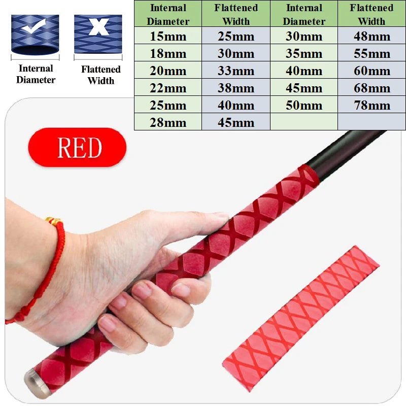 0.2M/1M Non-slip Heat Shrink Wrap Tubing Fishing Rod DIY 5 Colors Handle Insulation Waterproof Racket Handle Grip 15-50MM