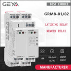GEYA GRM8 Din Rail Electronic Latching Relay Memory Relay Impulse Relay SPDT 16A Step Relay AC230V OR AC/DC12-240V