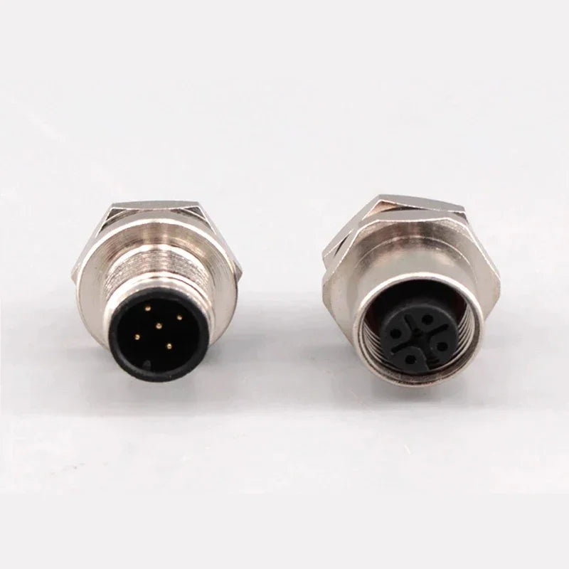 1pcs M12 4pin 5 8Pin Sensor Connector Panel Back Mount Waterproof Flange Socket Threaded Coupling Male&Female A Code Connectors