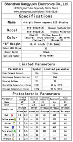10PCS 0.4-inch 4-digit numeric tube 40.5mmX16mm digital display "8" height10.2mm seven-segment numeric tube 4402series4042
