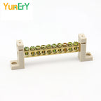 DIN Rail Terminal Block High Bridge Type Ground Bar 5/7/10/12 Holes Electrical Connector Distribution Box Neutral Terminal
