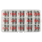 15 Values 150pcs Fast-Blow Glass Fuses Kit 5x20mm 250V 0.1 0.2 0.25 0.5 1 1.5 2 3 4 5 8 10 12 15 20A Packaging in Clear Plastic