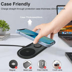 Wireless Charger Pad 3 in 1 for iPhone 17 16 15 Pro Max Fast Dual Wireless Charger for Samsung S25 S24 S23 Xiaomi Charging Pad