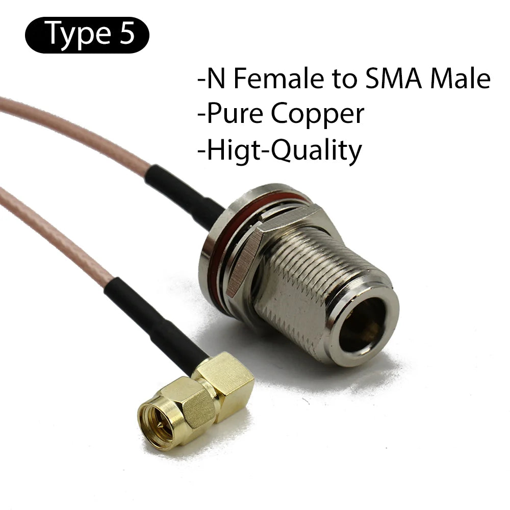 RG316 Cable N Female To SMA Male Extension Conncetor N Type L16 To RPSMA Crimp for RG-316 Pigtai Low Loss Coax Copper Brass