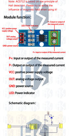 1~10PCS ACS712 5A 20A 30A  Range Hall Current Sensor Module ACS712 Module For Arduino 5A 20A 30A