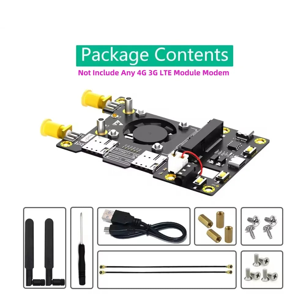 4G 3G LTE WWAN GSM Modem Module Mini PCI-E MPCIe Wireless Adapter Card Dual Nano SIM Slot + 2 Antennas For Raspberry Pi 4 3 2 B+
