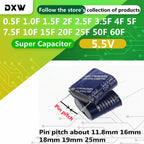 1PCS 5.5V Super Capacitor 0.5F 1.0F 1.5F 2F 2.5F 3.5F 4F 5F 7.5F 10F 15F 20F 25F 50F 60F Farad Combination Type Supercapacitor
