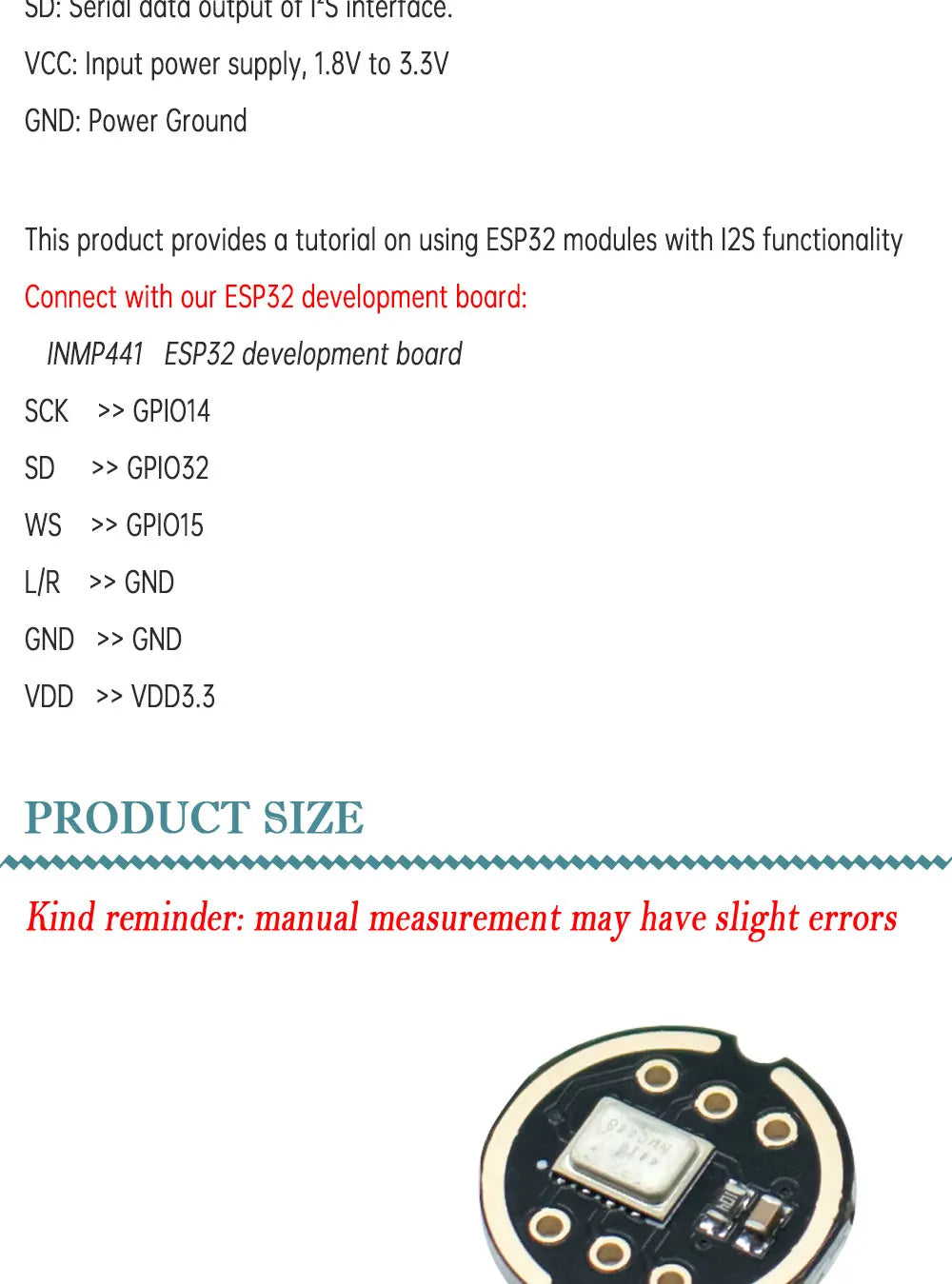 XZG INMP441 omnidirectional microphone module MEMS high-precision and low-power I2S interface supports ESP32 module 1-50PCS