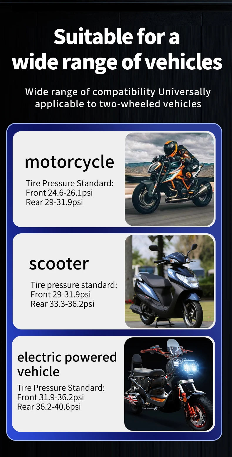 Yangood TMPS Motorcycle Tire Pressure Sensor Waterproof LCD Color Display Real-Time Safety Tire Pressure Monitoring System