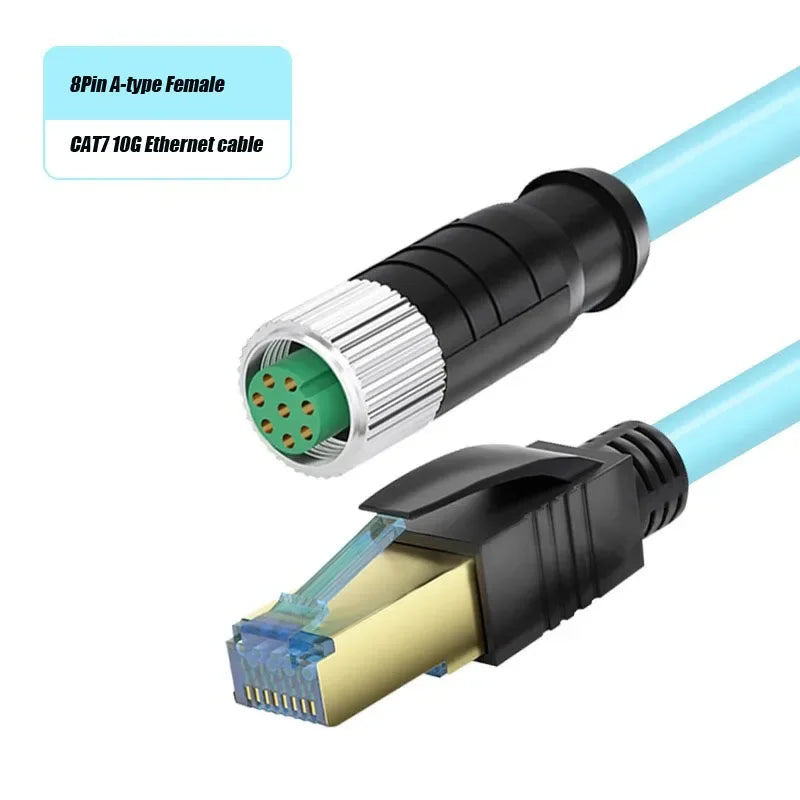 Waterproof M12 to RJ45 Network Line ip67 CAT7/CAT6A RJ45 to 4Pin 8Pin A/D/X Type Encoded Connector Cable Double Shielded Wire