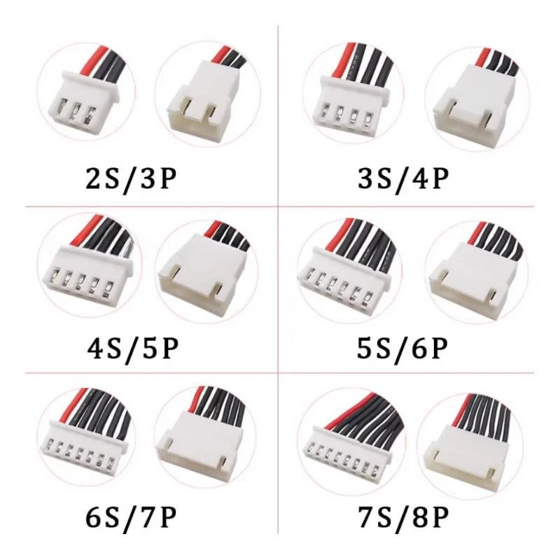 5Pcs JST-XH 2S 3S 4S 5S 6S 7S 8S LiPo Battery Balance Charger Plug Line Extension Cord Wire Balancer Connector Cable 20CM 22AWG