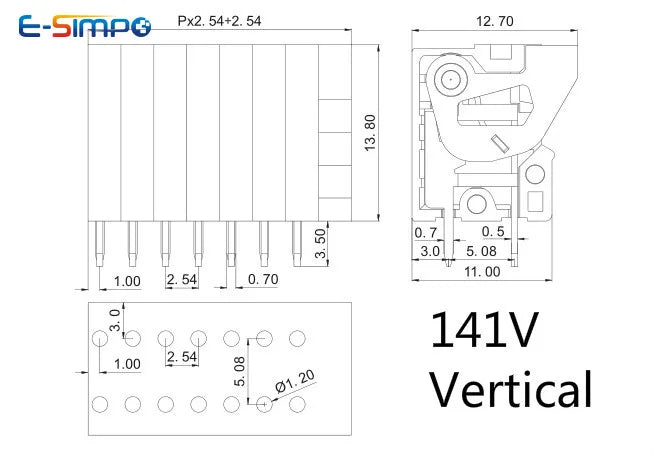 10pcs Splicable 2.54mm DG141V FFKDS/V Straight KF141R Right Angle FFKDS/H 150V/2A PCB Wire Spring Connector Terminal Block