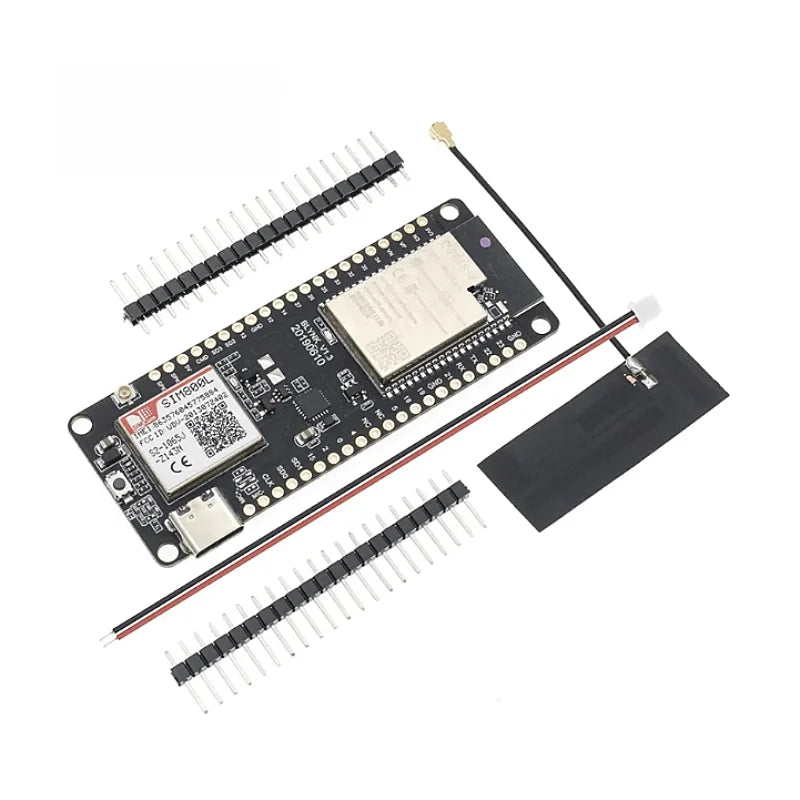 TTGO t-call V1.3 ESP32 wireless module, SIM antenna, SIM card, SIM800L module and GSM/GPRS arduino antenna