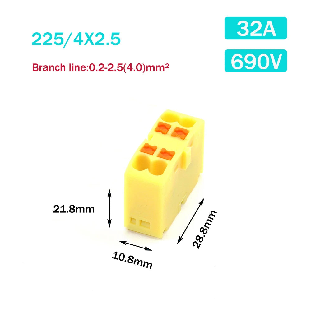 Wire Electrical Connectors PTFIX 2.5mm Wire Merging And Branching Device Push-in Terminal Block Connector Mount On Din Rail