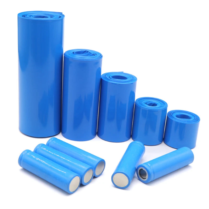 18650 Lithium Battery Heat Shrink Tube Width 17mm ~ 200mm Blue PVC Wrap Cover Skin Cable Protector Sleeve Lithium Film Case
