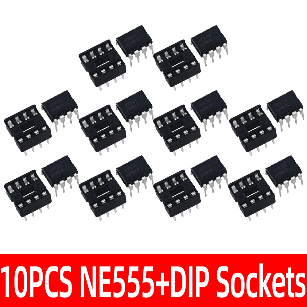 10pair/20pair NE555 NE555P IC 555 Timer Programming Oscillator Chip & 8 Pin DIP Sockets