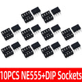 10pair/20pair NE555 NE555P IC 555 Timer Programming Oscillator Chip & 8 Pin DIP Sockets