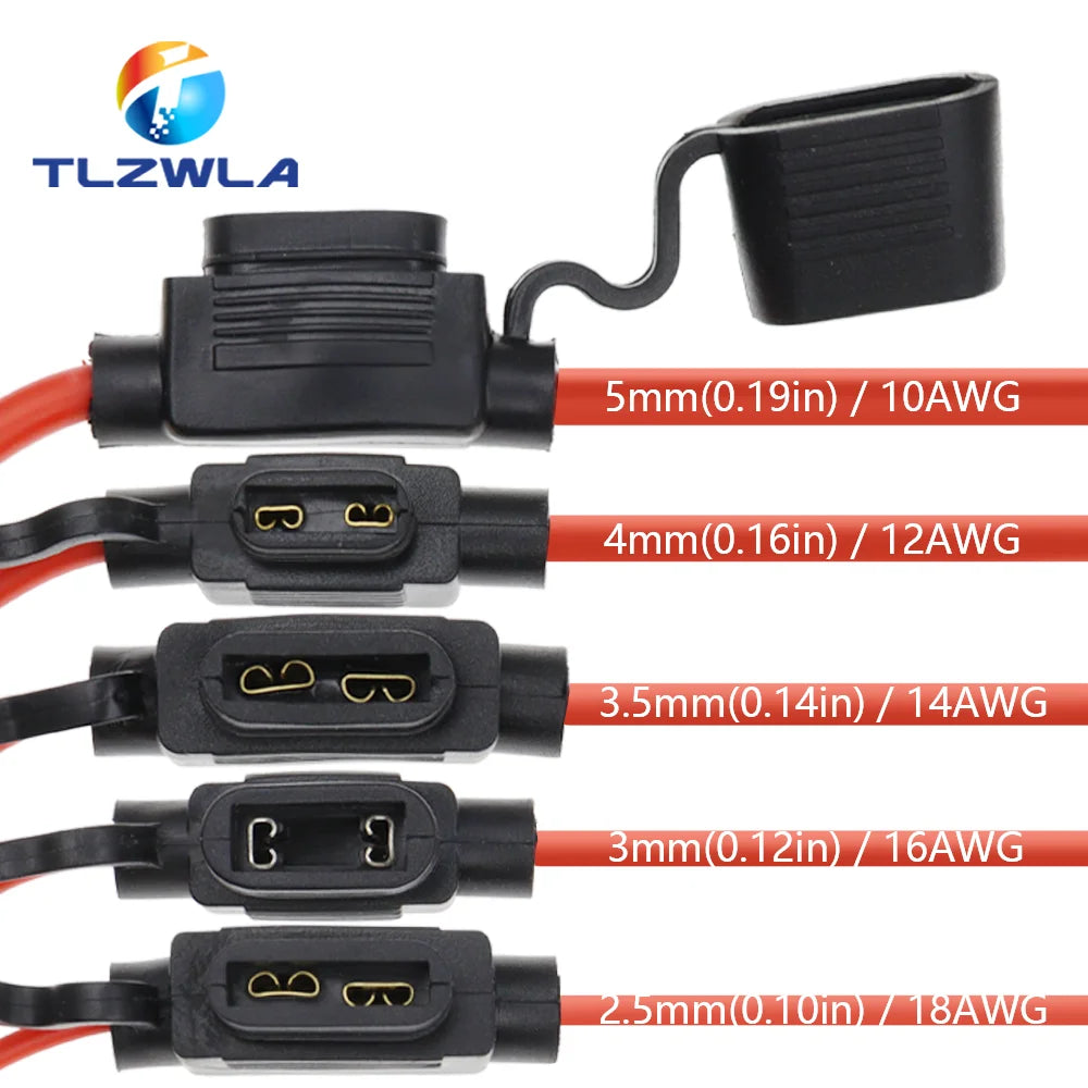 Waterproof 32V Mini Small Medium Auto Fuse Holder 18/1614/12/10AWG And Car Blade Fuse 3A 5A 7.5A 10A 15A 20A Standard/Mini/Micro