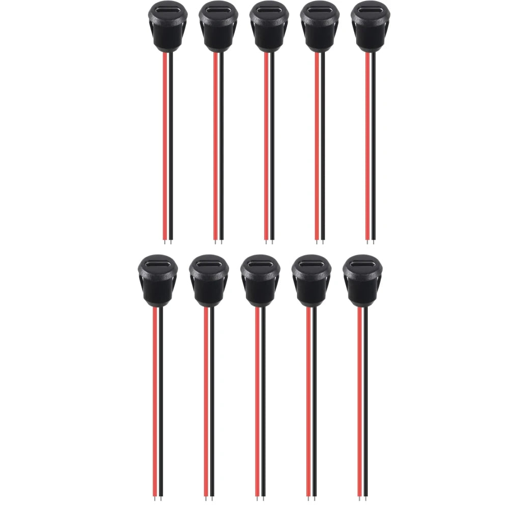 5/10PCS Type-C Female Chassis 2 Pin Type-C Female Socket Connector Waterproof Jack Female Charging Port 3A USB-C Charger Plug