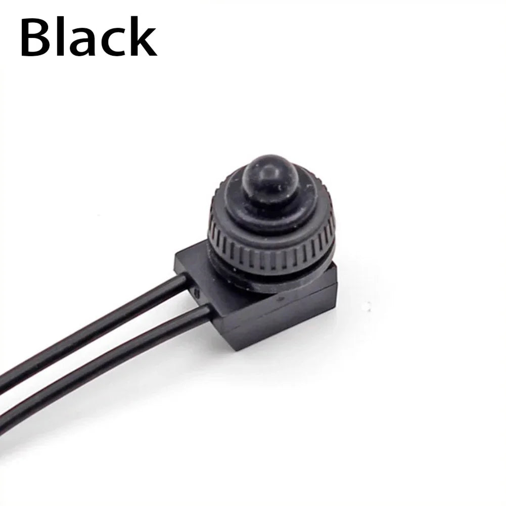 12V Waterproof Latching Push Button On-Off Switch With Leads Wire Black Red Plant Lamp Agricultural Irrigation Cultivation Switc