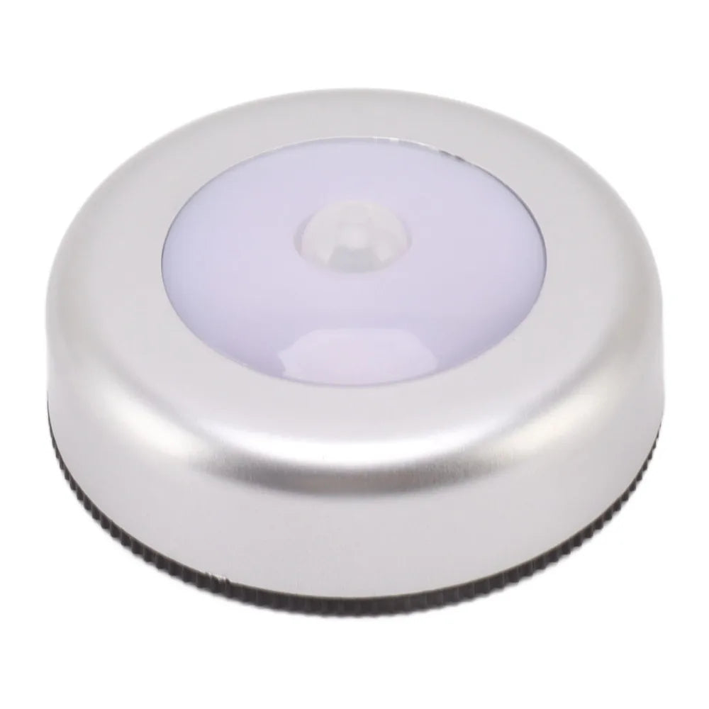 2 Pack Energy Saving Motion Sensor Night Light Battery Powered Small LED Induction Lamp White Light Round Sensing Lamp Drawer