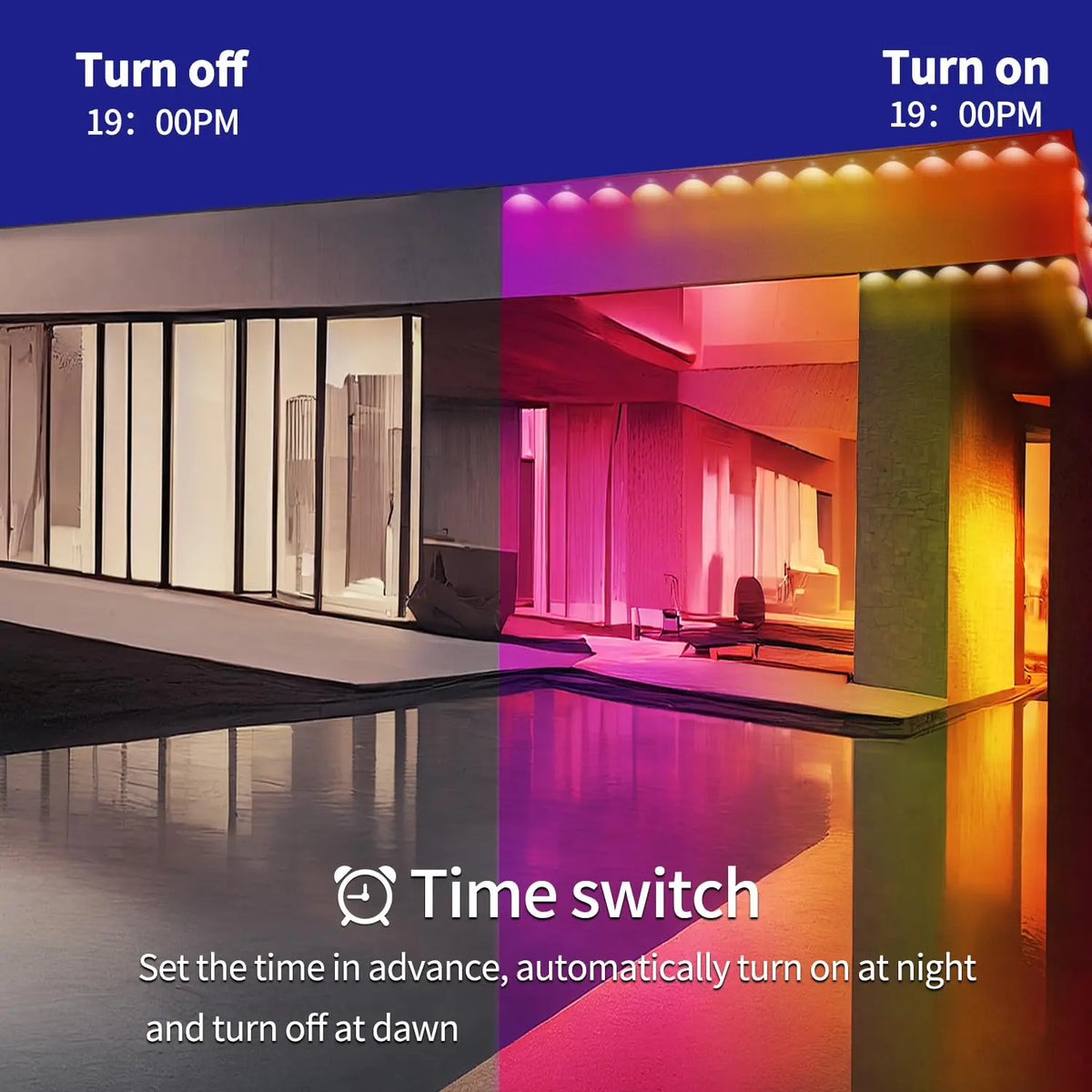 180 LEDs Permanent Outdoor Eaves String Lights, Smart App-Controlled RGB IC Colors, IP67 Waterproof, Suitable for Christmas, Gardens, Courtyards, Parties, and Christmas Decorations—Eaves String Lights