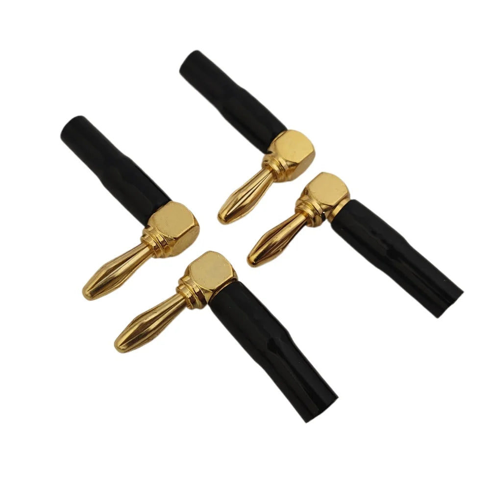 4PCS 4mm L-shaped Right Angle Banana Plug Soft Plastic Shell 90 Degree Banana Connector Red Black for Audio Video Speaker