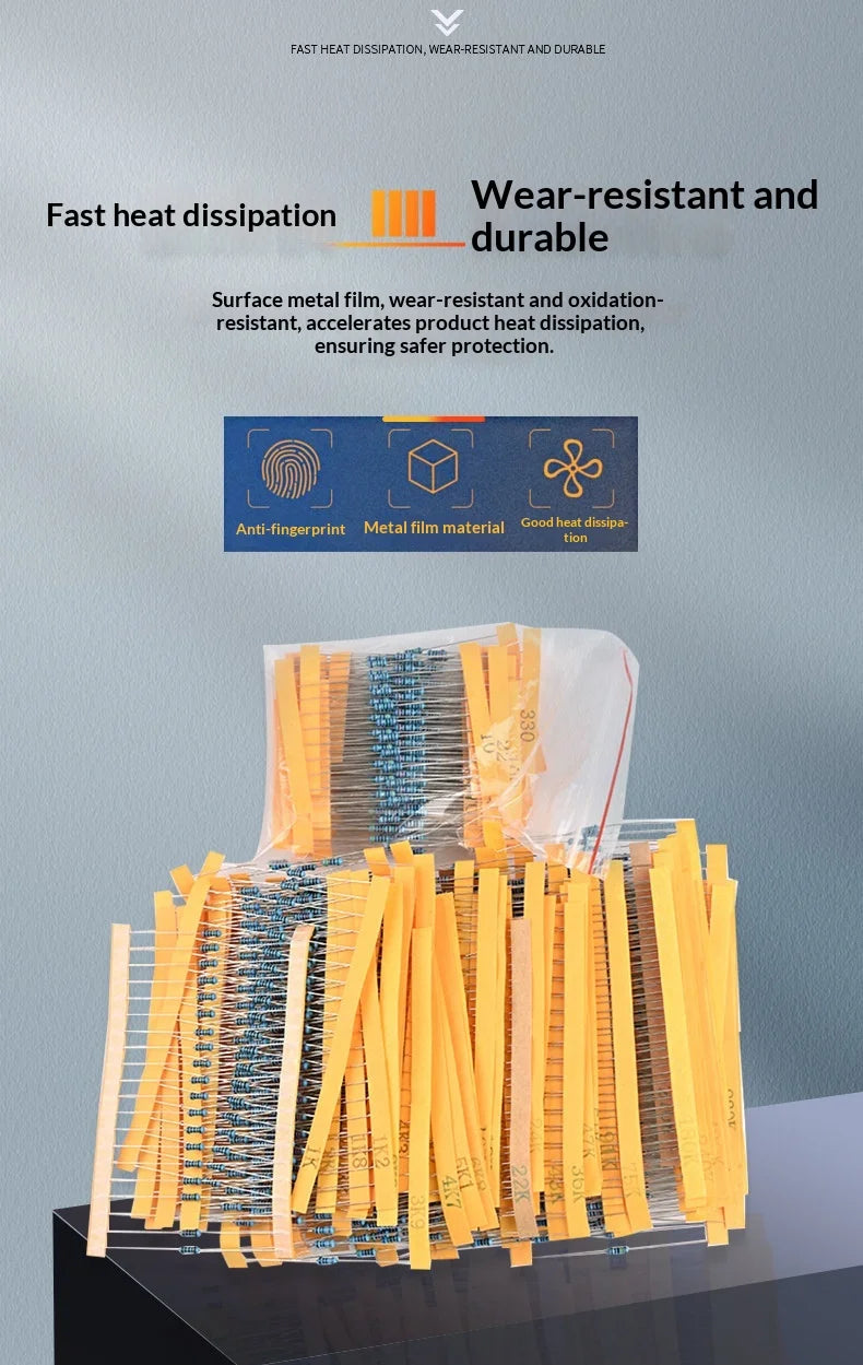 1% 5%  Metal Film Resistor Assortment Kit 1/4W 1/2W 1W 2W 3W 5W Through Hole 30/41/130 Values Electronic Components 300 600 2600