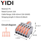 5pcs/lot Splitter Cable Push-in Lever Connection Terminal Block 1 In Multiple Out Combined Compact Quick Splice Wire Connector