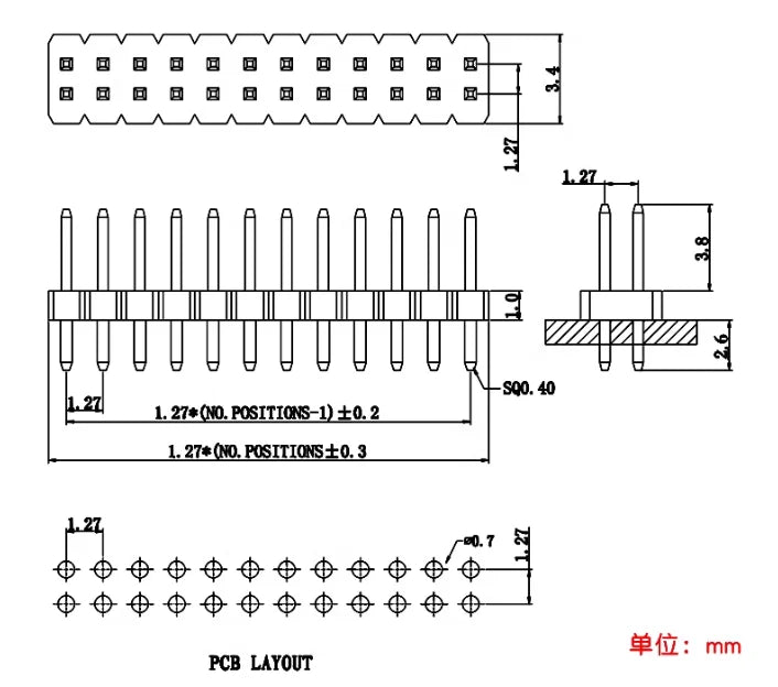 10Pcs/Lot  1.27mm Pitch 2x2P-50Pin Double Row Male Female Pin Header PCB Board Connector 1.27 mm Pinheader Socket SMD SMT