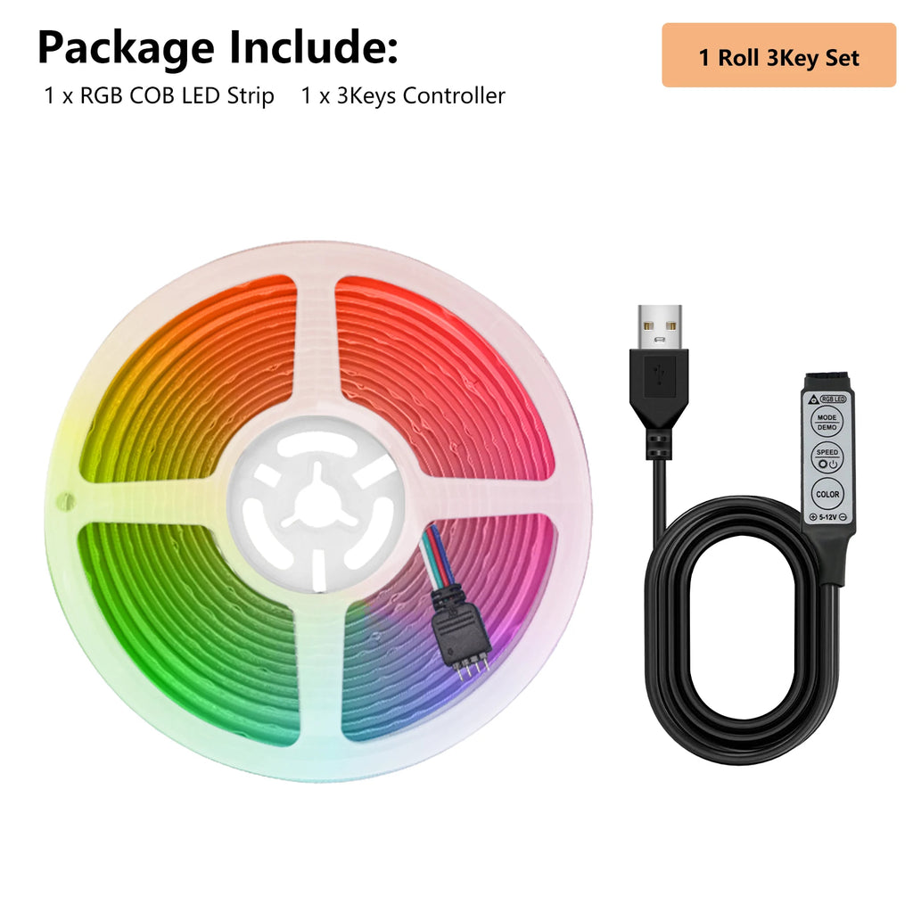 5V RGB COB LED Strip 576LEDs/m Bluetooh App IR Remote Control USB RGB LED Strip Flexible Tape for TV Backlight Room Decoration