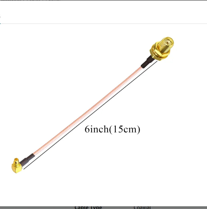 SMA Female to MMCX Male Right Angle 90 Degree Extension Coax Cable Extender for Antenna, Radios